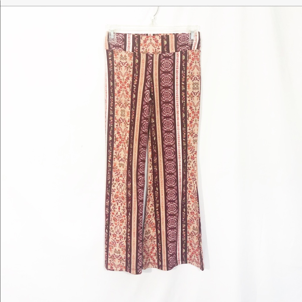 BURGUNDY & PEACH FLORAL LOUNGE PANTS